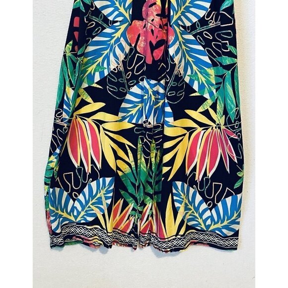 Flying Tomato Jumpsuit Womens Small Multicolor Tropical Ruffle Wide Leg Boho - Picture 2 of 7